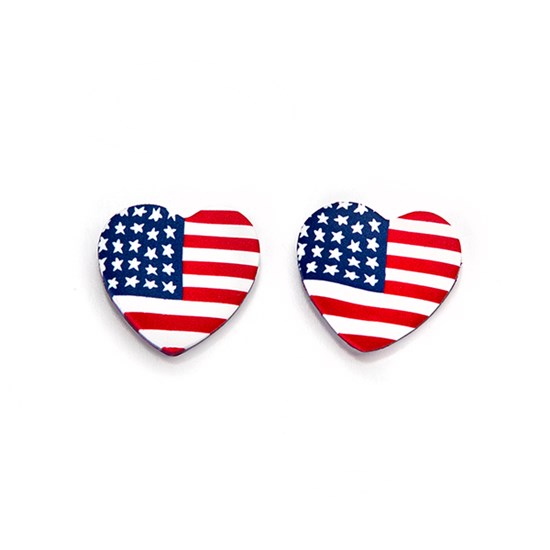American Flag Heart Shaped Earrings