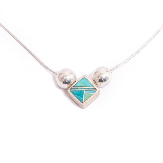 Diamond Shaped Necklace Turquoise Valley Inlay