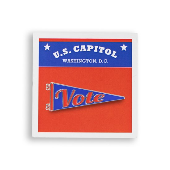 Vote Pennant Lapel Pin Red &amp; Blue