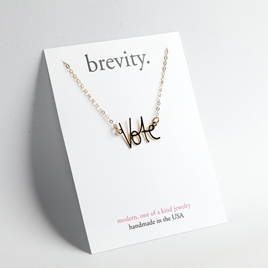 Vote Necklace in Gold Plate, Small