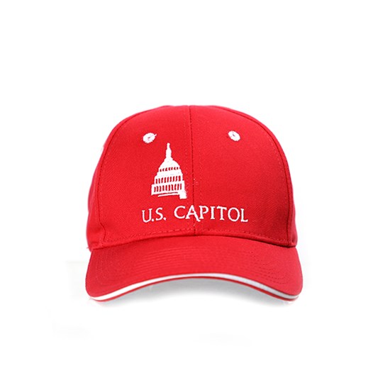 Red Baseball Cap with White Trim and US Capitol Logo front