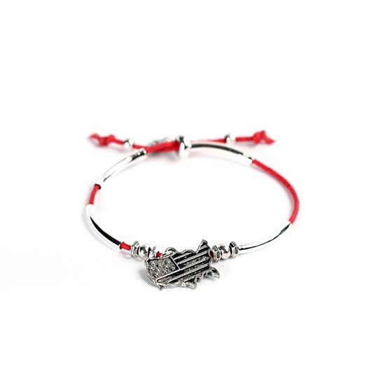 Cotton Cord Bracelet with US Map Charm