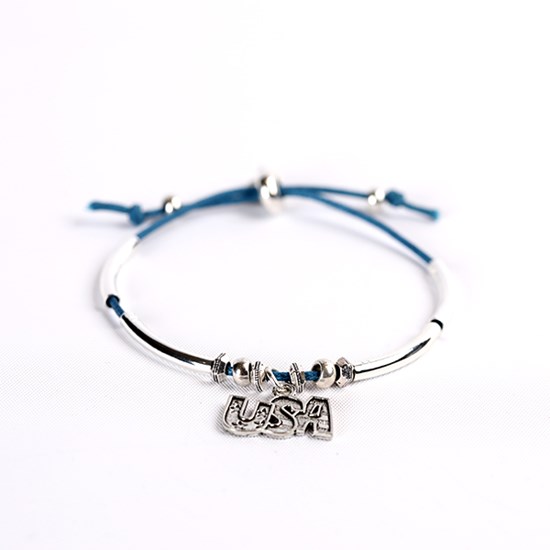 Cotton Cord Bracelet with U.S.A. Charm